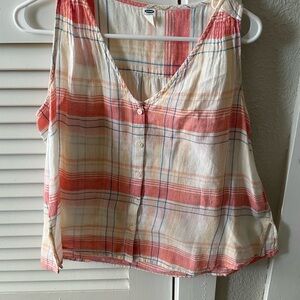 Old Navy Women's Sleeveless Plaid Blouse - Red and Cream